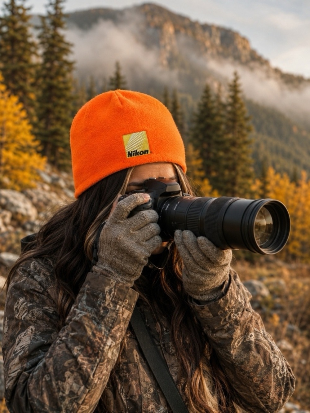 Camo Beanie - Orange Accent